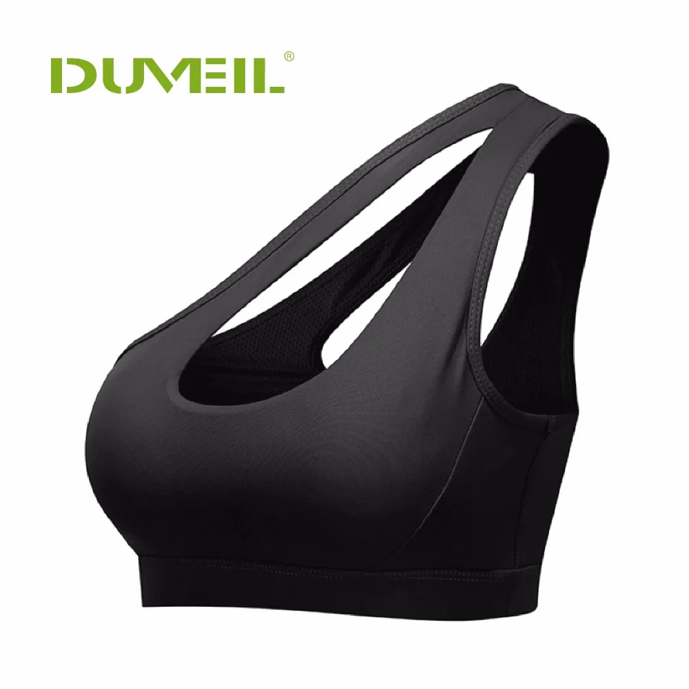 

2018 Women's Professional Shock Absorbing Yoga Bra Single Shoulder Sexy Beauty Back Water Hollow out Breathable Sports Underwear