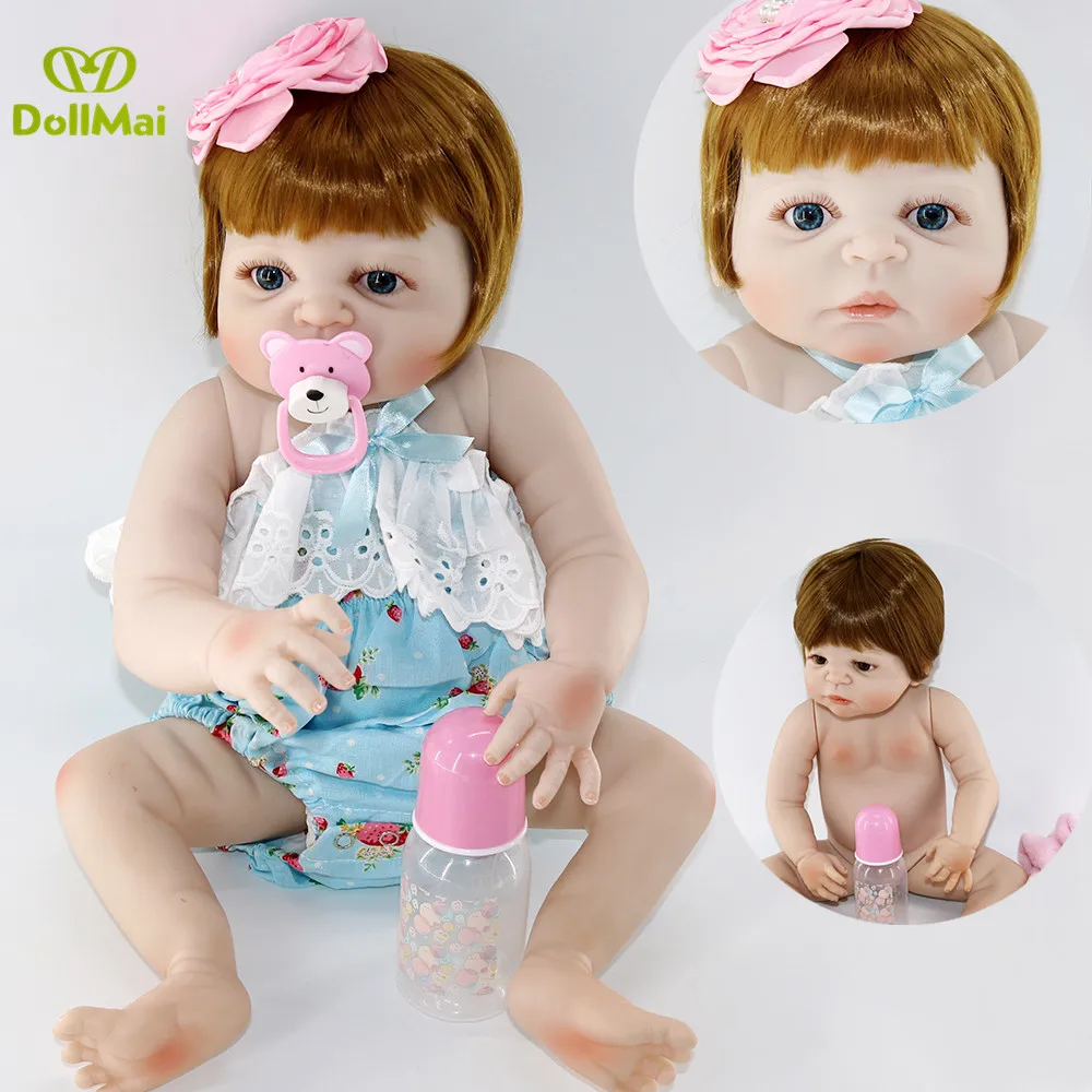 DollMai 57 см полное Силиконовое боди Reborn Baby Doll игрушка Реалистичная новорожденная