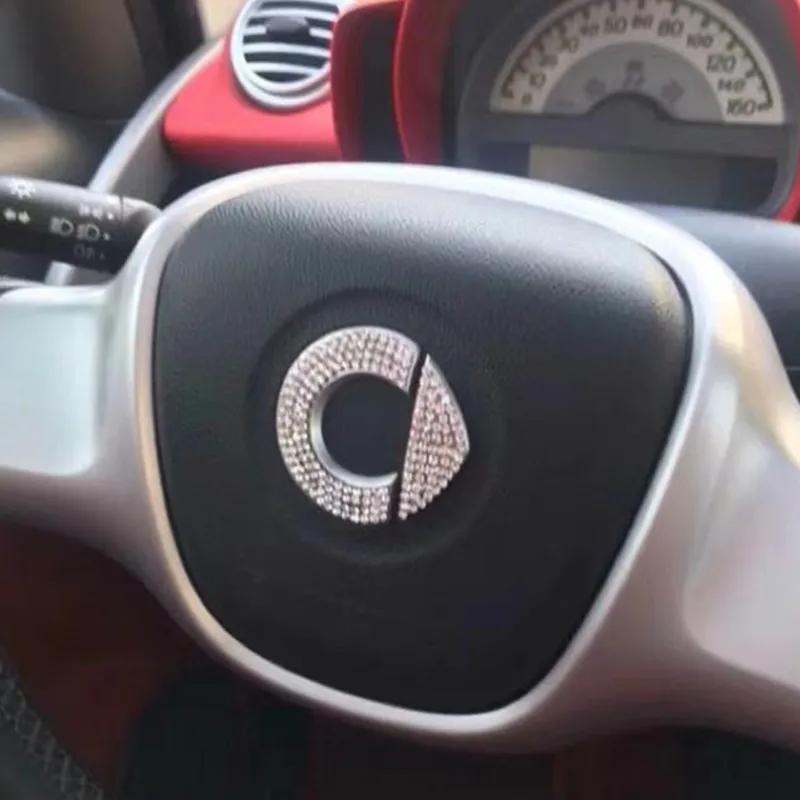 Персонализированные флэш-сверла логотип наклейка на руль для Mercedes Smart Fortwo Forfour 453 451 украшение автомобиля стикер аксессуары - Название цвета: 09 to 14 Car model