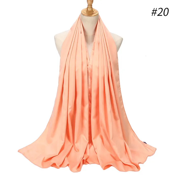 color 20 peach 10 шт. длинные шарфы для женщин для Роскошные Большой Атласный шелковый шарф шаль демисезонный шаль дамы Solider цвета пляжная крышка - Цвет: color 20 peach