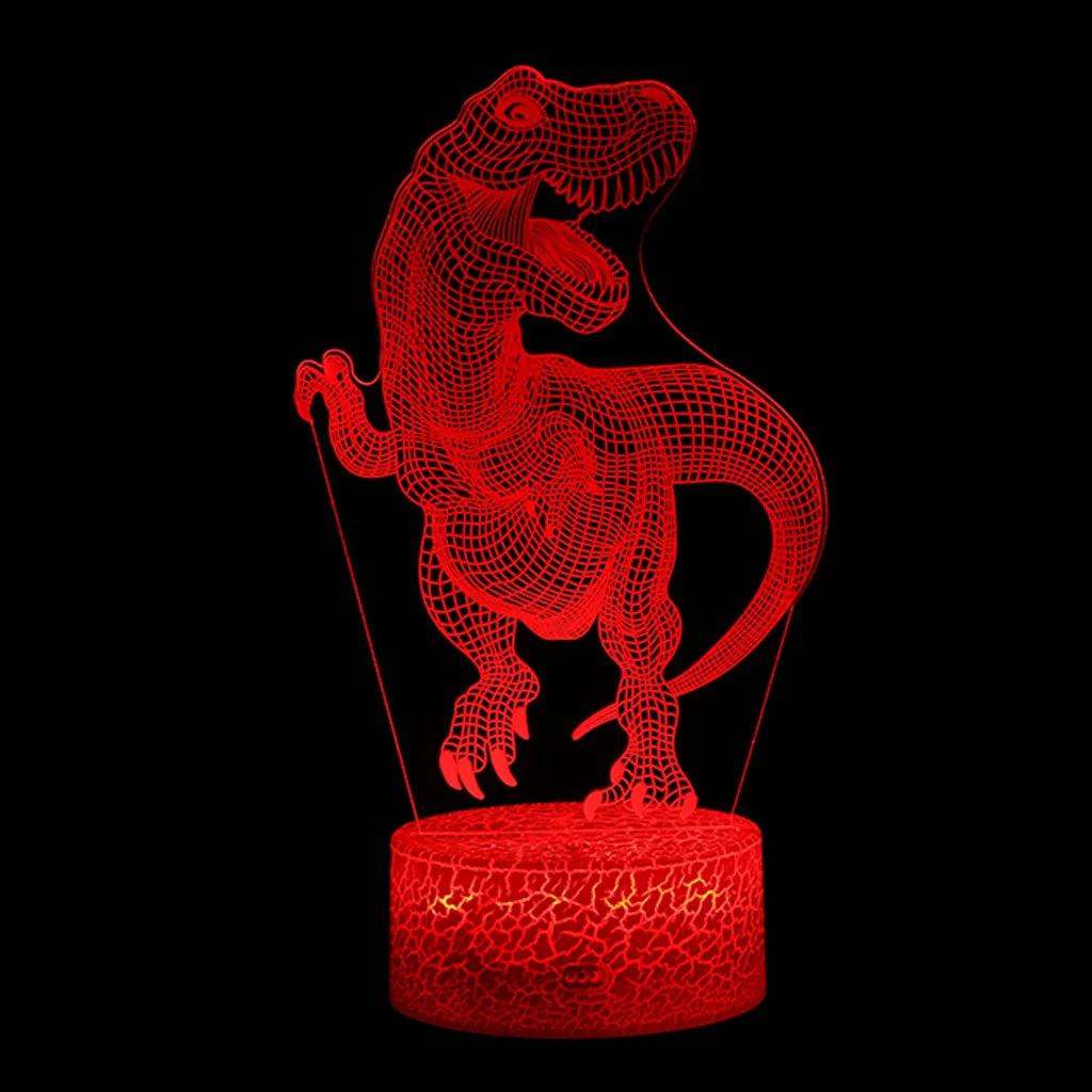 Тираннозавр Рекс 3D лампа пульт дистанционного управления 7 цветов меняющийся светодиодный ночной Светильник Оптическая иллюзия Настольный светильник Ночной светильник для детей Спальня