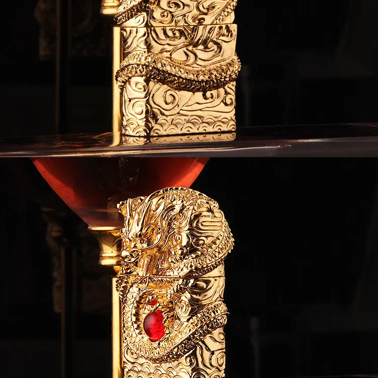 2018 Роскошная 3D рельефная дуговая Зажигалка Золотого Дракона USC зарядное