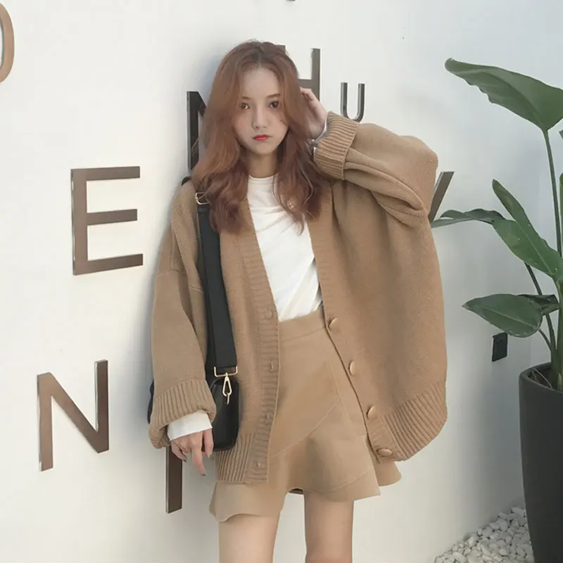 Korean Female Cardigan Jacket Tide Medium Long Bat Sleeve Autumn Sweater Women Plus Size Winter Blouses feminina Coat SS202 |