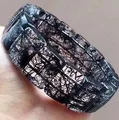Натуральный черный натуральный рутилированный кварцевый кольцеобразный браслет для женщин стрейч прямоугольная бусина кристалл браслет 18*7 мм