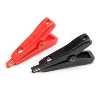 2pcssets 5a flat copper crocodile clamp 53mm lcr kelvin clip positive and negative two stage test clamp black red