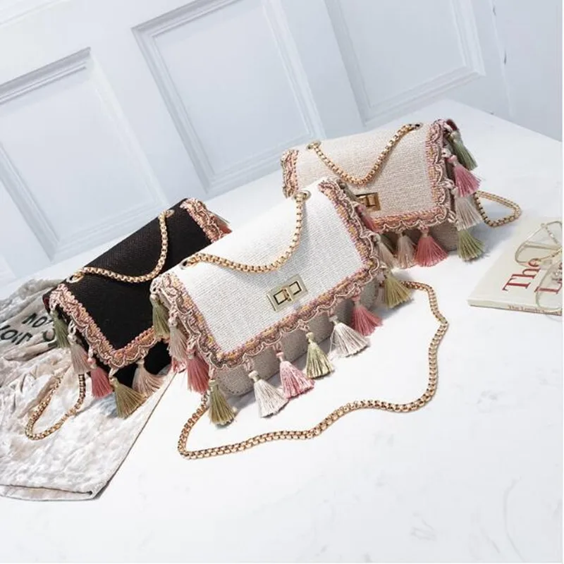 Boho сумка через плечо с бахромой высокого качества Женская мода 2018 мини цепочкой
