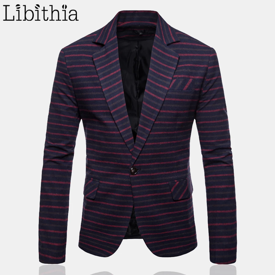 

Men Casual Blazers Striped Luxury One Button Party Blazer Male Tuxedo Dress Wedding Suit Mens M-3XL Clothes Male Red Orange T267