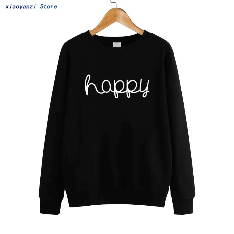 

Women Sweatshirts Korean Style Casual Lady Unisex Pullovers Hoodies Happy Letter Printing Woman Sweatshirt Plus Size Clothing