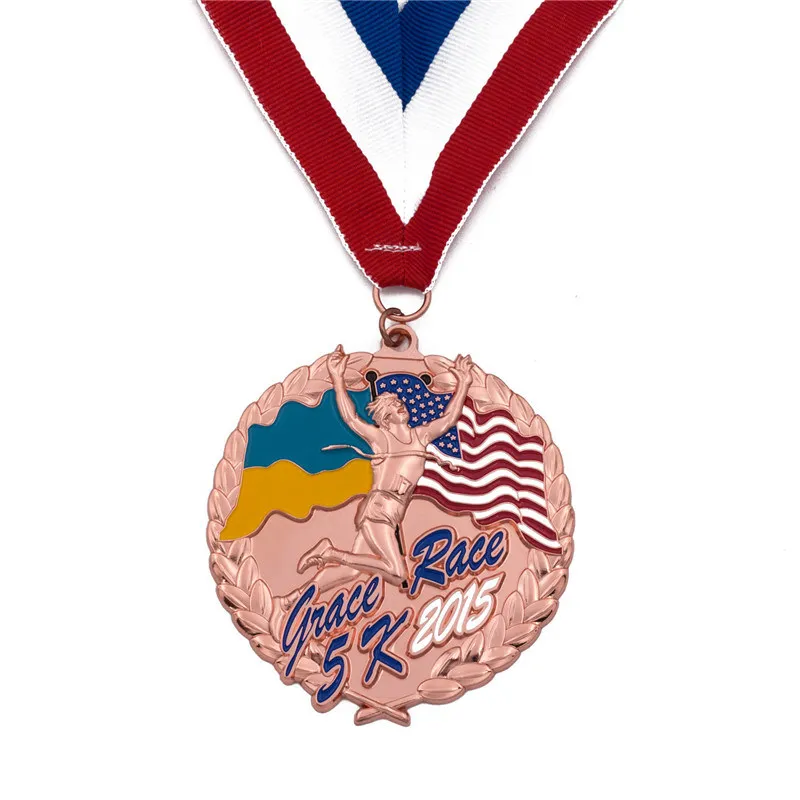 

Sports Medal custom cheap hard enamel medals hot sales custom made metal 3D medal with ribbons