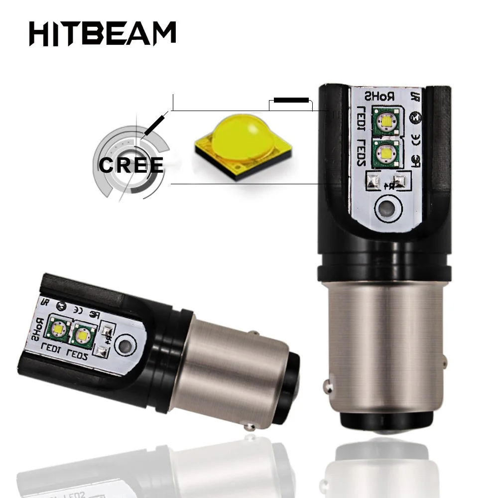 Hitbeam 10 шт. 1156 BA15S P21W Автомобильный светодиодный автомобиль 1200Lm поворотный сигнал