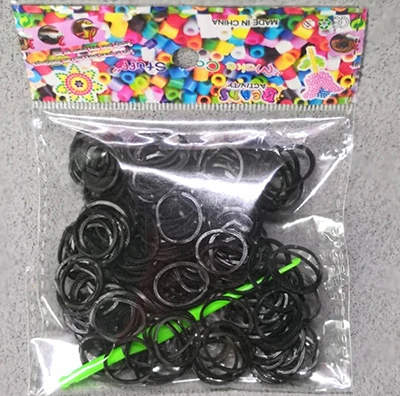 2 black 200pcs 200 шт./пакет Радуга эластичной резинкой черный, белый цвет для браслет лента с бисером вязаный Подвески пополнения посылка - Цвет: 2 black 200pcs