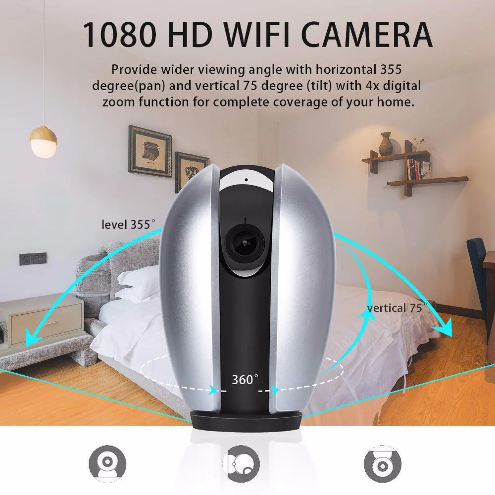 2019 1080 P HD беспроводной видеоняни и радионяни портативный Wi Fi IP ночное видение для