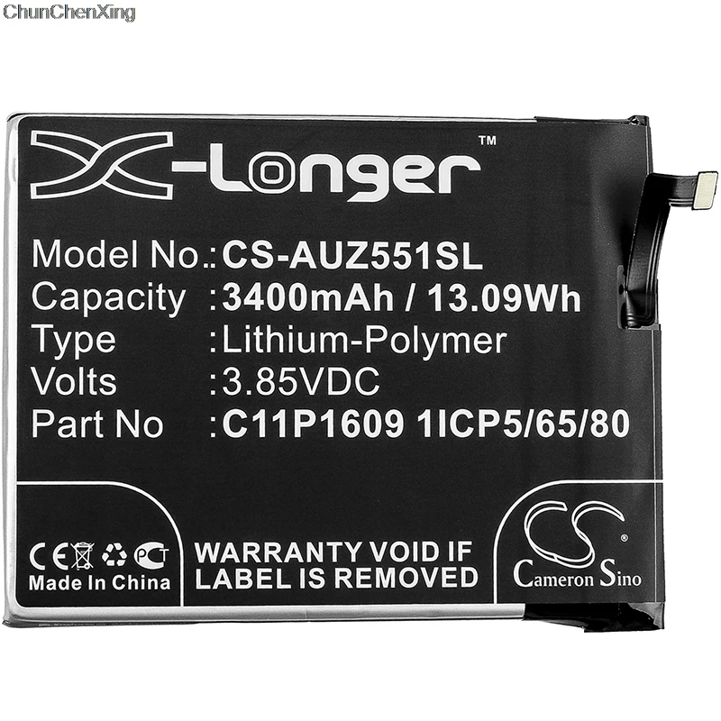 Аккумулятор Cameron Sino 3400 мАч C11P1609 1ICP5/65/80 для Asus X00DDA Z00DDA ZC553KL Zenfone 3 Max 5 ZenFone Dual SIM