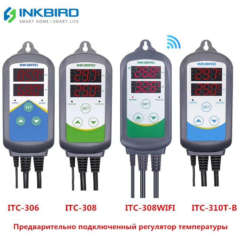 Inkbird 4 type heating and cooling temperature controller with two relays for carboy greenhouse terrarium aquarium Brewing