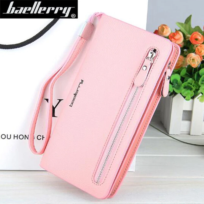 

New 2019 Women Zipper Long Wallet Wrist Handle Phone Case Money Bag Pocket Pouch Handbag Purse Card Holders Wallet