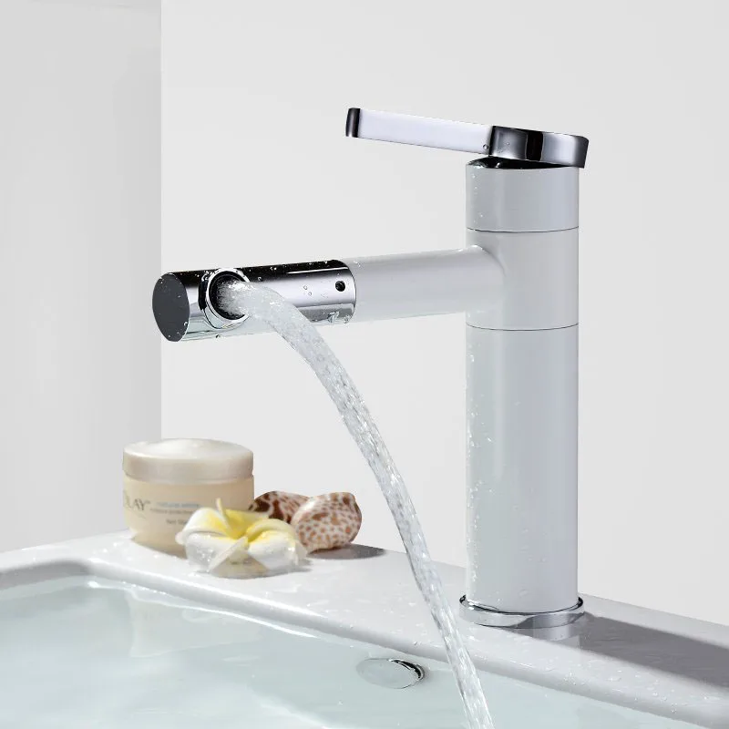 OKAROS современный белый кран крашеный для ванной раковины 360 градусов поворотный