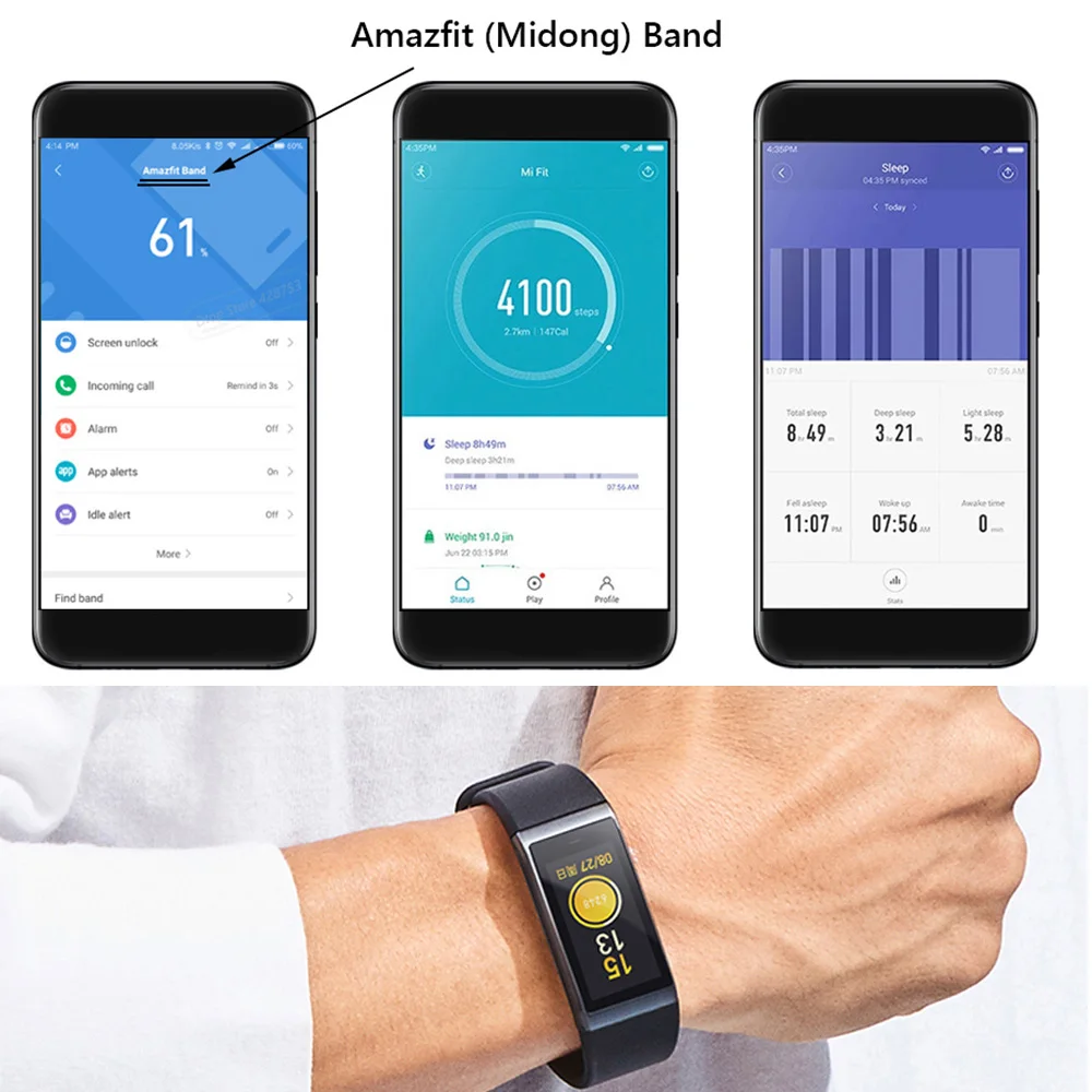 Английская версия Huami Amazfit Cor MiDong умный Браслет Оригинальный 5ATM водостойкий 2.5D