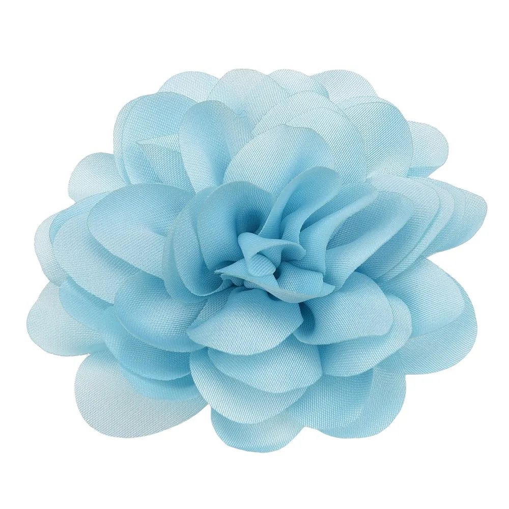Blue 20 шт шифоновые гофрированные 6 см цветок для волос модные аксессуары для волос DIY Аксессуары Свадебные украшения цветок без зажимов - Цвет: Blue