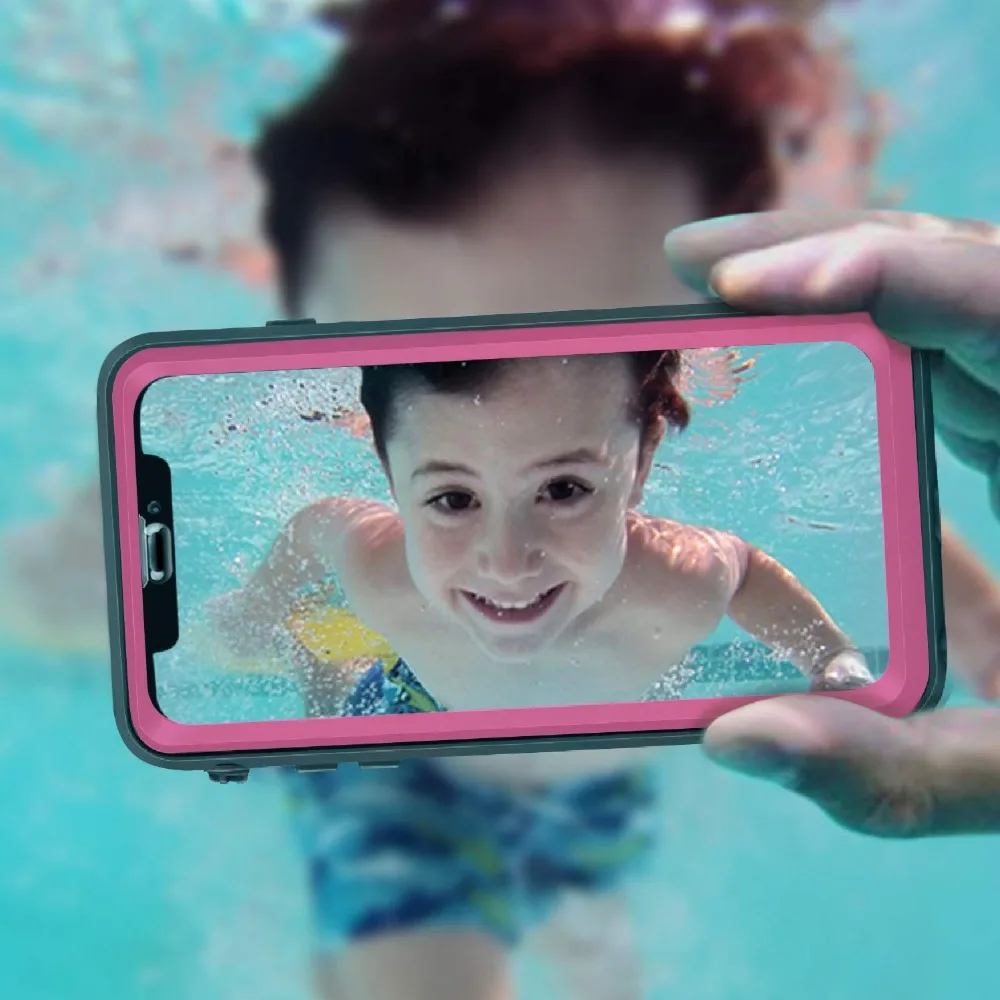 

For iPhone XS Max Waterproof Case Full Sealed IP68 Shock Phone Case with Screen Protector for iPhone Xs Max 6.5 inch Cover Pink