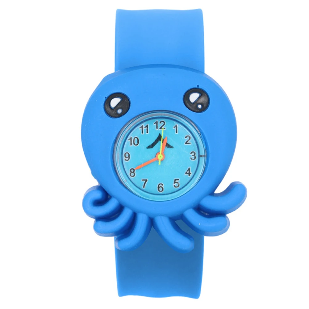 Blue Octopus Многоцветный 3D Annimals мультфильм шаблон Интересные детские часы сладкий прочный силиконовый ремешок на запястье ленты игрушки потрепанный стол студента - Цвет: Blue Octopus