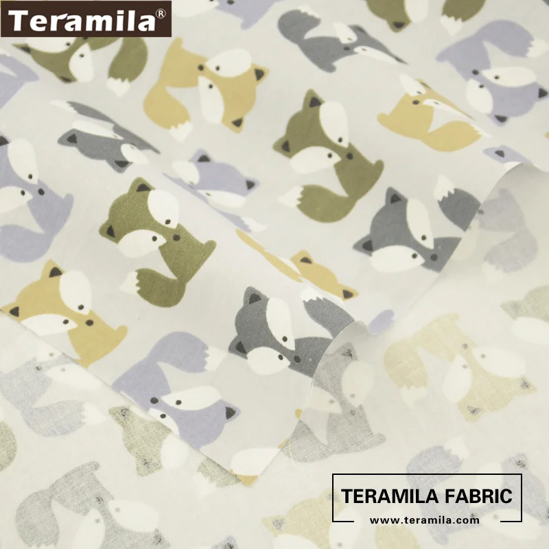 Teramila из хлопка с принтом светло-серые и желтые Мультяшные лисы дизайн Quiting Patchwork Twill материал шитье скрапбукинг