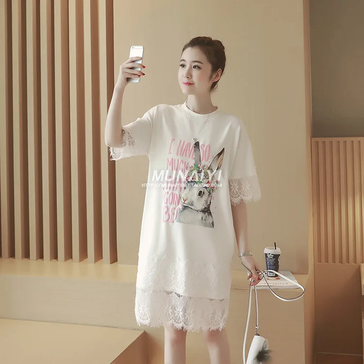 Материнство 2016 Летом Женщины Юбка Жемчуг Кролик Кружева Шить Свободные Платья