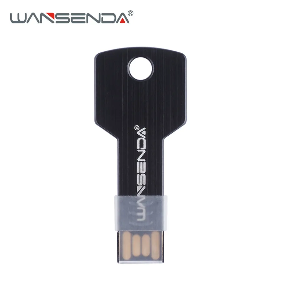 Черный WANSENDA USB флеш-накопитель в форме ключа флеш-накопитель 64 ГБ 32 ГБ 16 ГБ 8 ГБ Флешка реальная емкость USB карта памяти водонепроницаемый флеш-диск - Цвет: Черный