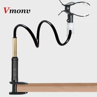 vmonv folding long arm phone stand holder for iphone samsung huawei 3 6 9 inch 360 rotation strong lazy bed desktop phone mount