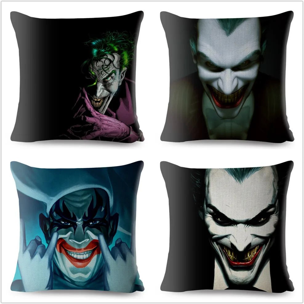 Страшная маска Ужас Джокер чехол для подушки с принтом бежевые льняные наволочки