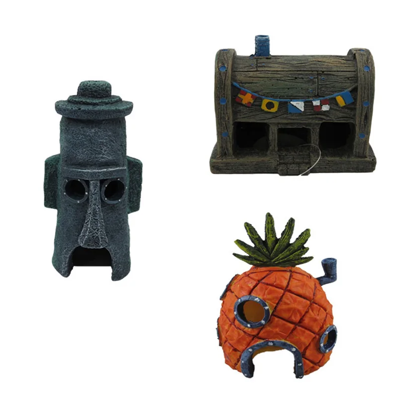 2017 мини для губки боба & Squidward дом Стиль ананас мультфильм Аквариум Украшение