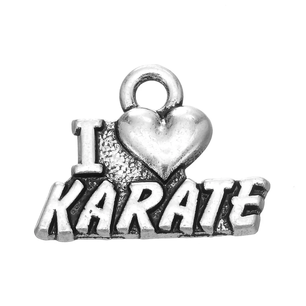 

my shape 20pcs i love karate sporty word charms for sports lover