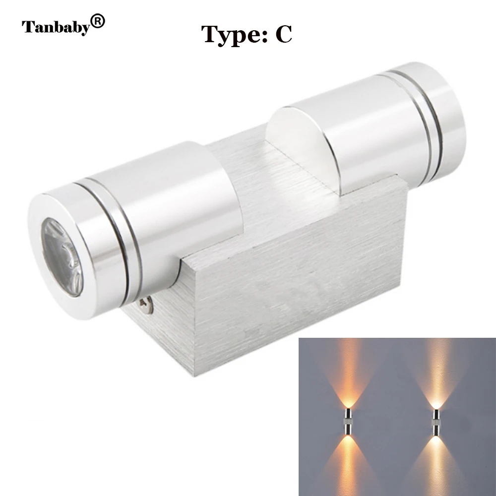2 Вт светодиодный настенный светильник современный AC85 265V алюминиевый для
