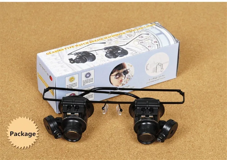 20X Бинокулярные стоматологические лупы для ремонта часов Стиль с светодиодный