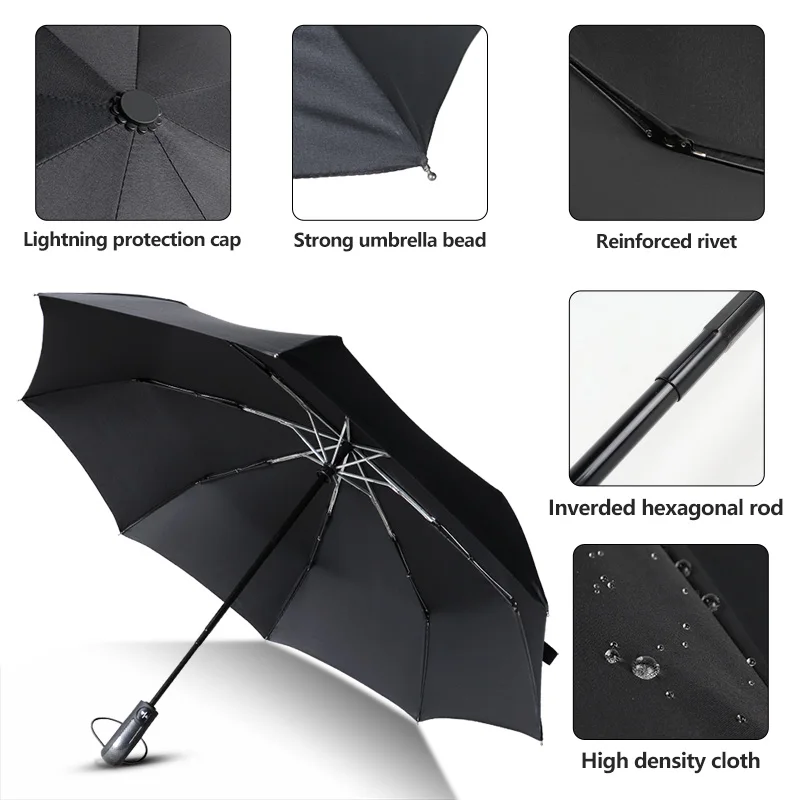 Креативный автоматический складной зонт из алюминиевого сплава с 3 складными