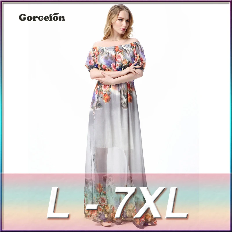 Gorgeion 7XL Плюс Размер Женской Одежды Элегантный Длинные Партия Dress макси Женщины