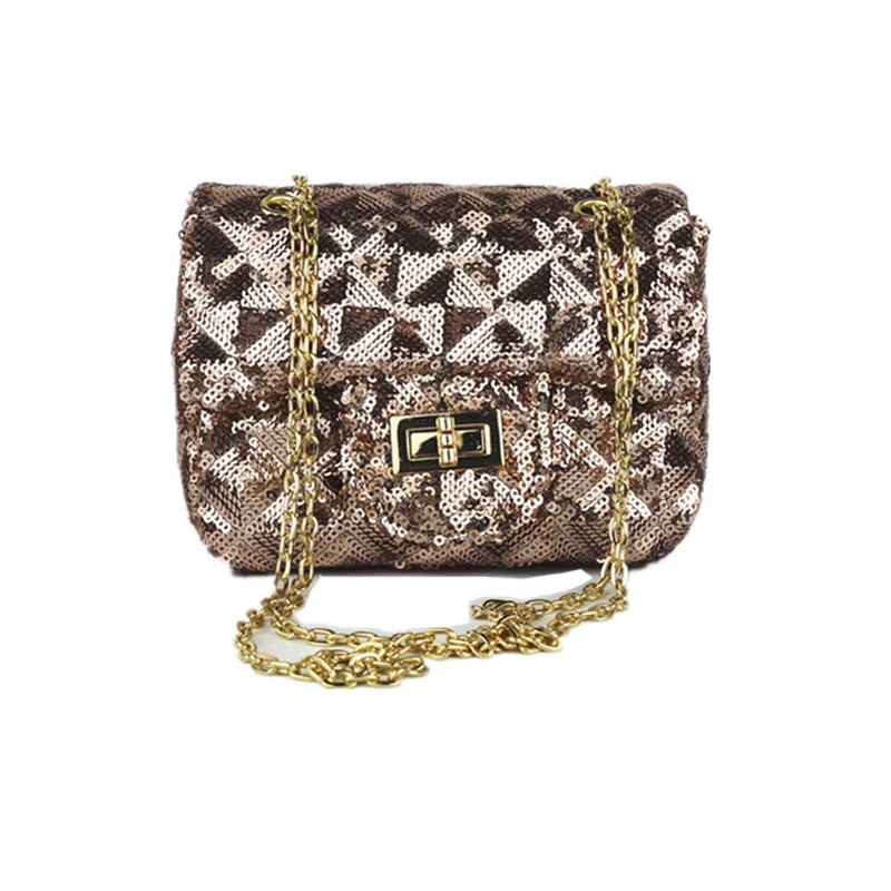 Стеганая модная сумка из искусственной кожи с блестками для маленьких девочек