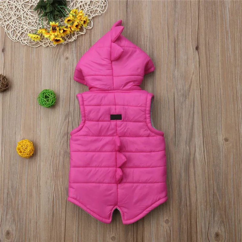 Модный зимний теплый жилет Emmababy с динозавром для маленьких девочек хлопковой