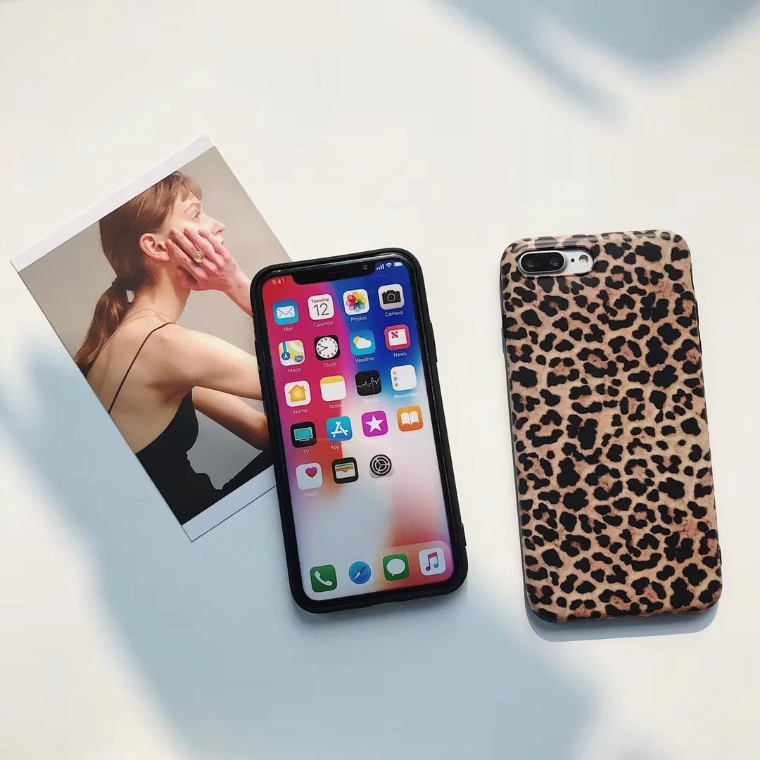 Sexy Leopard Rubber Phone Case For iPhone X 7 Plus 6 6S 6Plus 8 8PLUS XR XS MAX Lovely Soft IMD Back Cover Coque |