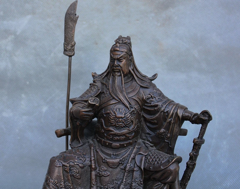 Китайские медные статуи Guan Gong Yu Warrior God Kwan Kung Pavilion Ares из чистой бронзы|Статуи и