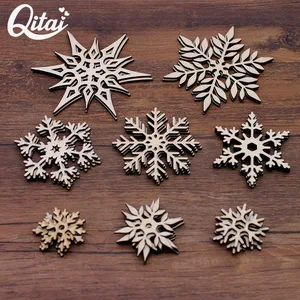 Деревянные рождественские снежинки с вырезами QITAI 25 шт.компл. украшения для рукоделия декоративные аксессуары ручное украшение для рукоделия WF306