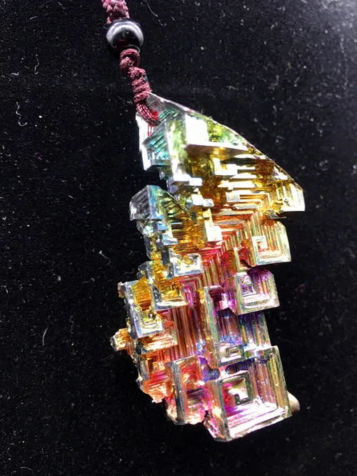 Редкие! Немецкий висмут кулон с натуральным кварцевым хрусталем. Прямая