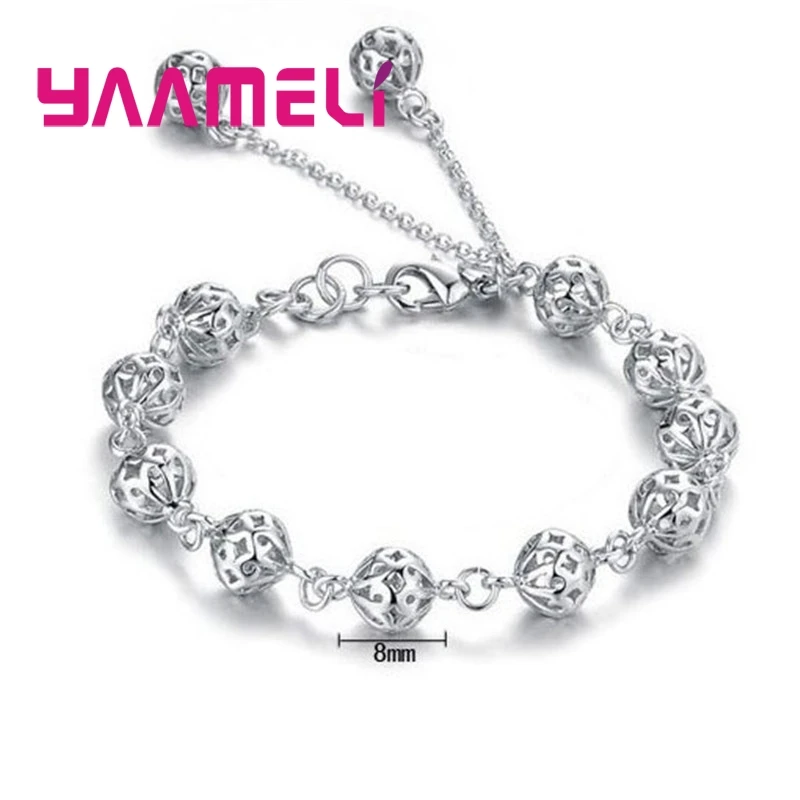 

Classic Strand Beaded Bracelets Shining 925 Sterling Silver Lobster Clasps Jewelry for Women Men Fashion Accessories