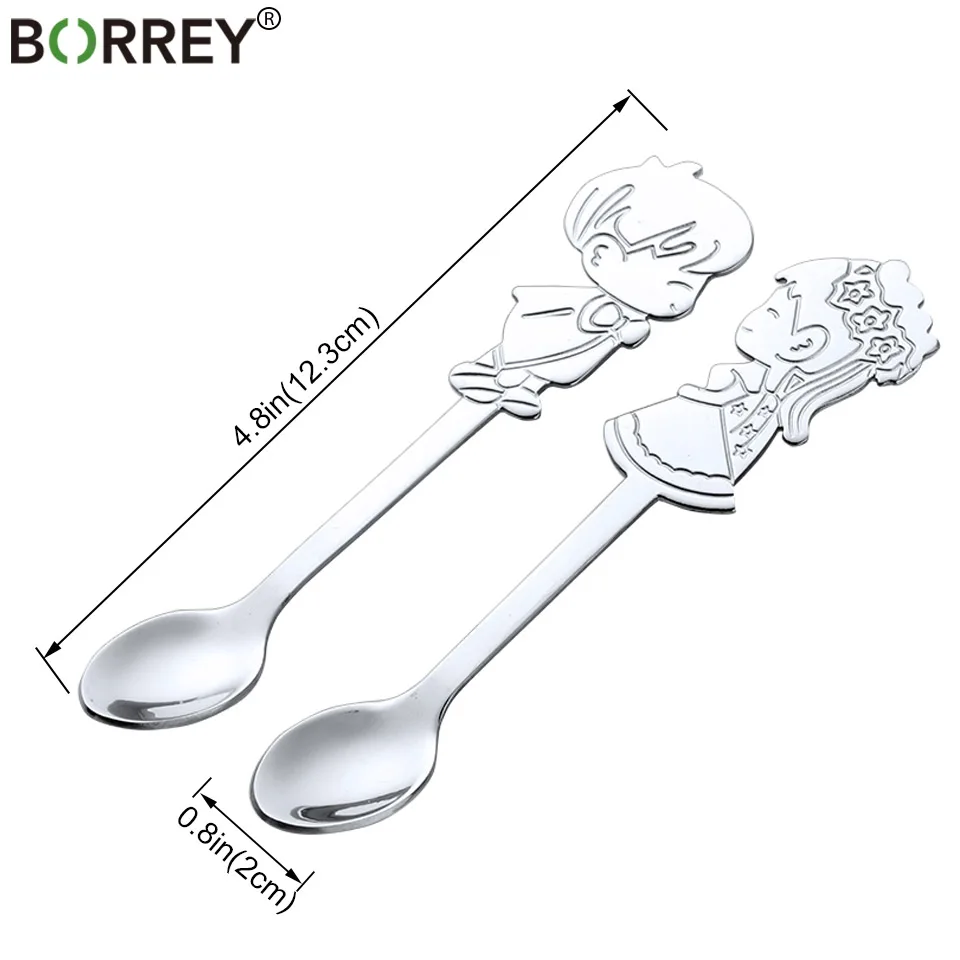 BORREY 2 шт./лот ложка из нержавеющей стали кофейная чайная ложка совок Металлический Мини комплект кофейных ложек розовое золото ложка кофе аксессуары