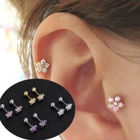 zircon flower cartilage ear stud bar cartilage piercing earring fashion jewelry sexy girls tragus helix earring anti allergy