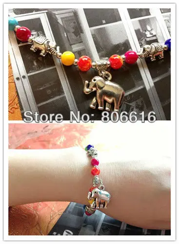 Браслет Слон Треккинговый из акрилового и антикварного сплава оптом модный