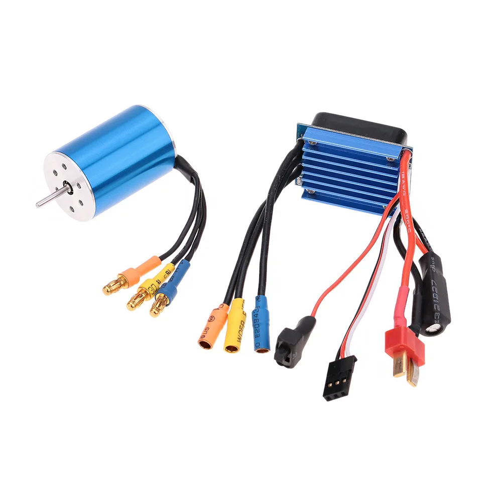 Бессенсорный бесщеточный двигатель RC 2435 4500/3300KV 4P с 25 А бесщеточным ESC для 1/16 1/18