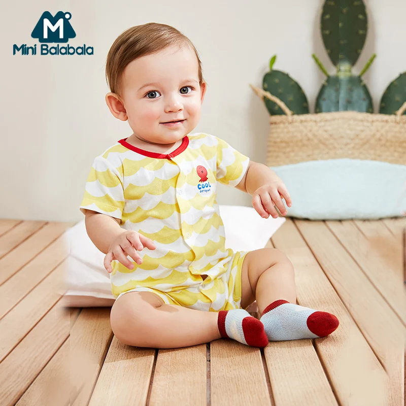 Мини комбинезон balabalaBaby летний хлопковый Дышащий с принтом для маленьких девочек