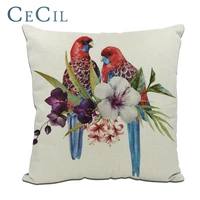 cecil tropical plants printing parrot pillow cover home sofa cushion cover linen cotton green leaf flamingos home pillowcase