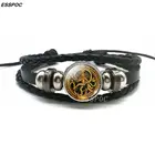 Буддийский браслет статуя танца Shiva Nataraja стеклянный кабошон с пряжкой очаровательный черный кожаный браслет модные ювелирные изделия для друзей