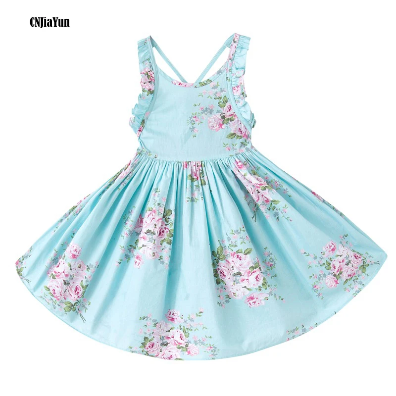 Новое платье для девочек 2017 брендовые летние платья в пляжном стиле с цветочным